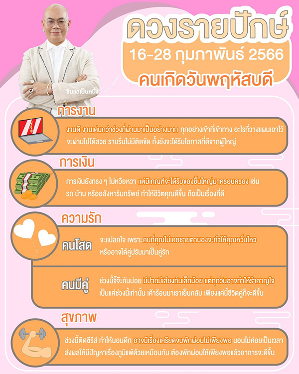 ซินแสเป็นหนึ่ง ดูดวงเดือนกุมภาพันธ์