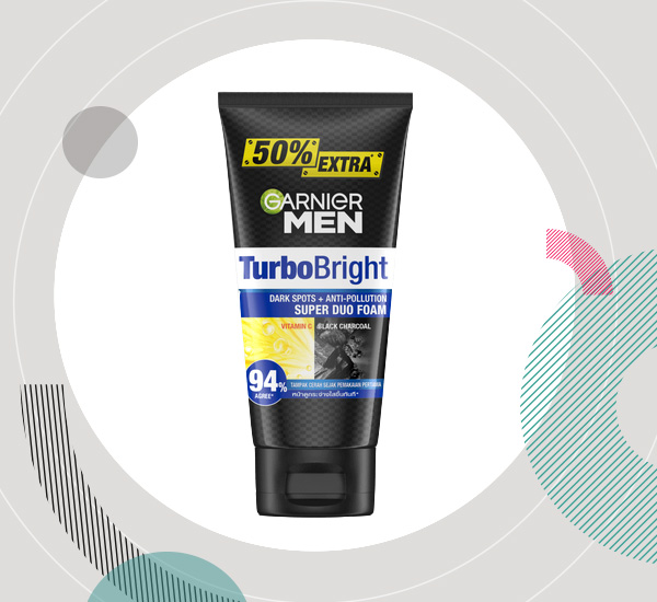 Garnier Men Turbo Bright Super Duo Foam โฟมล้างหน้าผู้ชาย