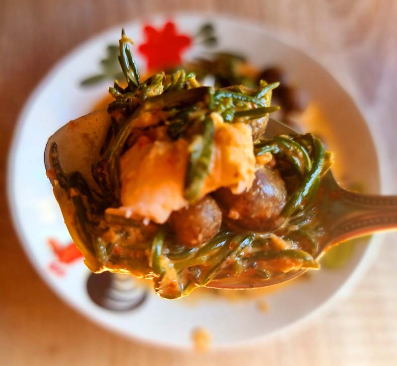 แกงเผ็ดเห็ดเผาะใบชะคราม