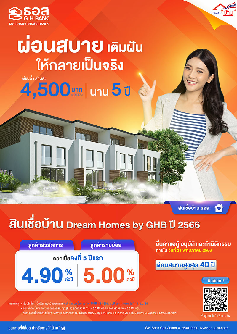สินเชื่อบ้าน Dream Homes by GHB ปี 2566
