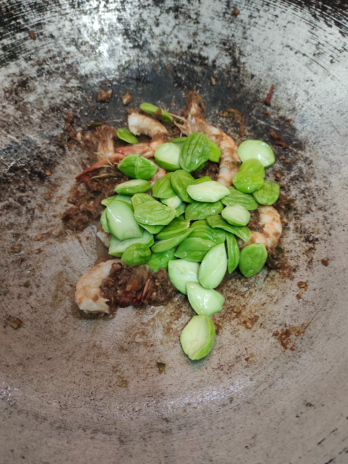 ผัดสะตอกะปิกุ้งสด