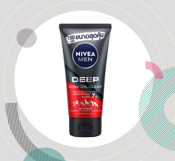Nivea Men Deep Acne Oil Clear Scrub Mud Foam โฟมล้างหน้าผู้ชาย