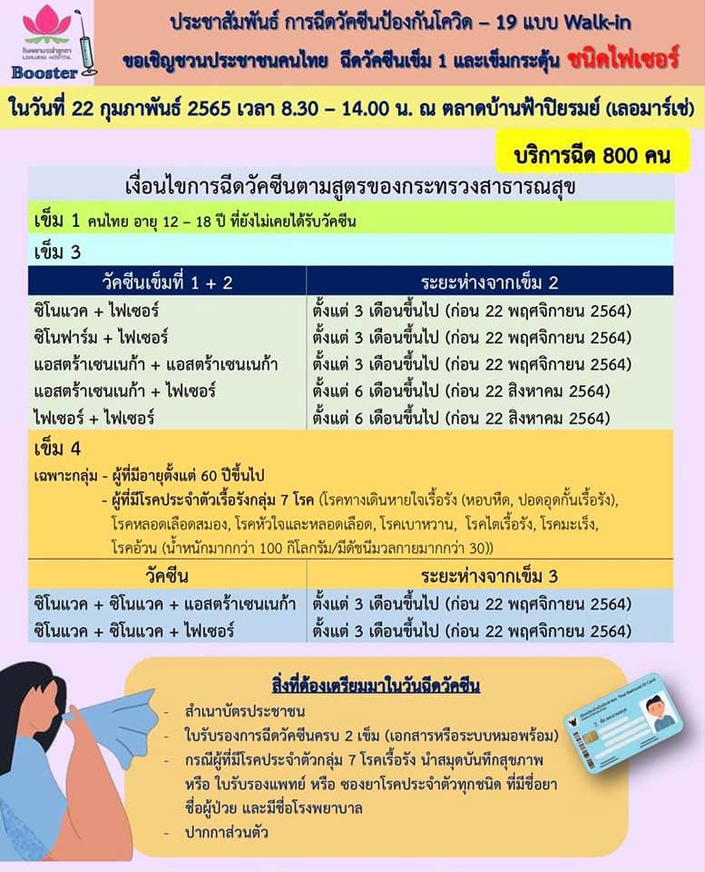 วัคซีนเข็ม 3 ปทุมธานี