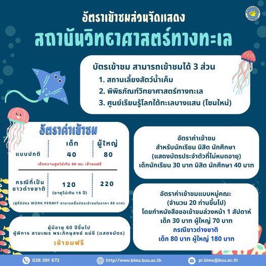 อัตราเข้าชมส่วนจัดเเสดงของสถาบันวิทยาศาสตร์ทางทะเล 