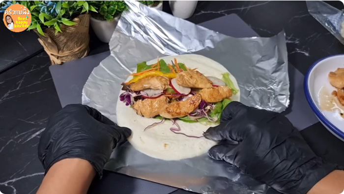 แรปไก่เทอริยากิ เมนูไก่ อาหารเพื่อสุขภาพ สูตรอาหาร วิธีทำ