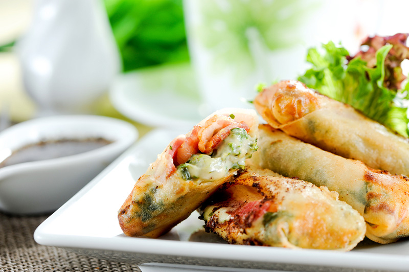 เปาะเปี๊ยะเบคอนชีส เมนูจากเบคอน เบคอนทำอะไรกินได้บ้าง สูตรอาหาร