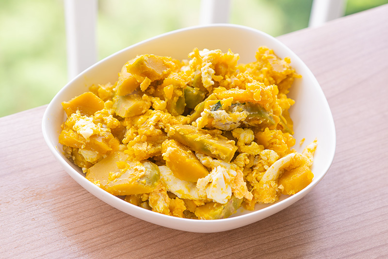 ฟักทองผัดไข่ เมนูผักผัดไข่ เมนูผัดผัก เมนูไข่ สูตรอาหาร