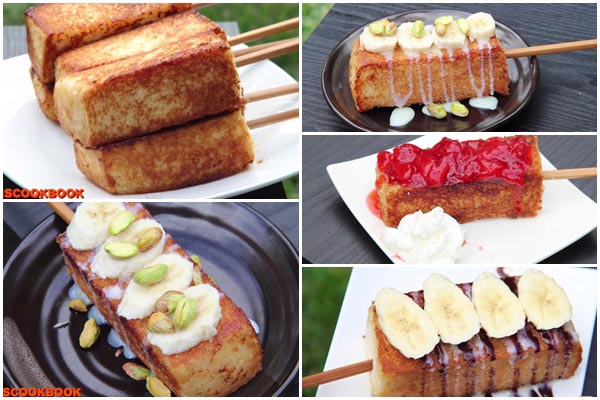 ขนมปังปิ้งเสียบไม้ 