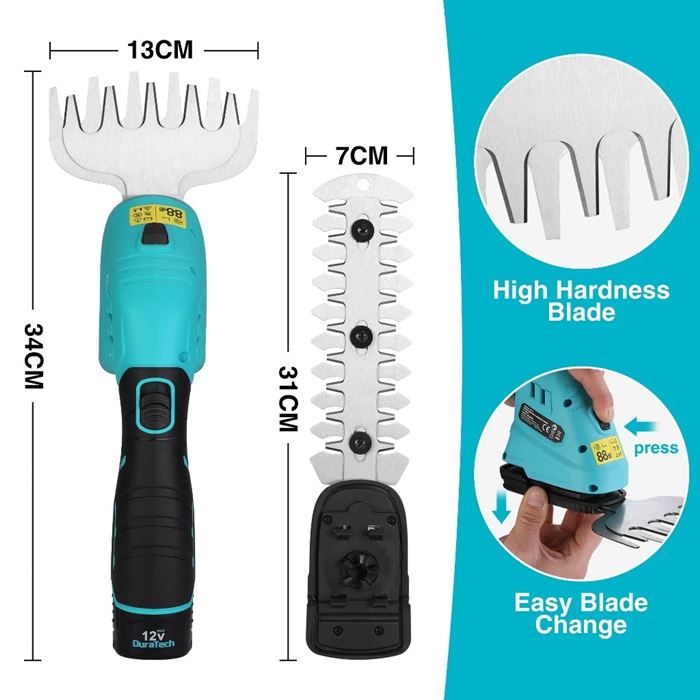 กรรไกรตัดแต่งกิ่งไม้ไร้สาย DURATECH 12V 2 in 1 Hedge Trimmer