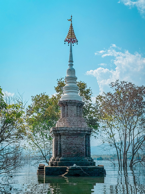 วัดบ้านเก่าจมน้ำ ชมต้นฉำฉากลางน้ำ ลำพูน