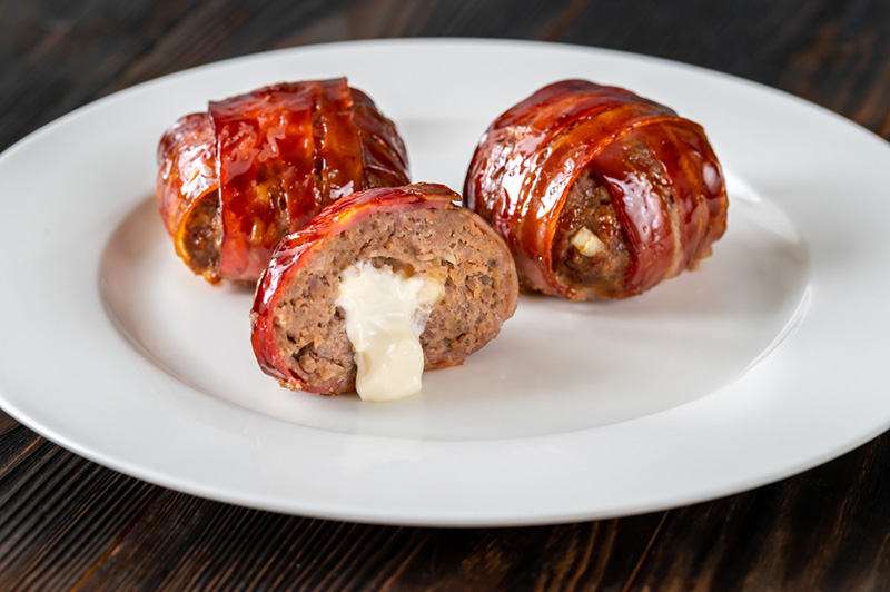 เบคอนพันมีทบอลไส้ชีส เมนูจากเบคอน เบคอนทำอะไรกินได้บ้าง สูตรอาหาร