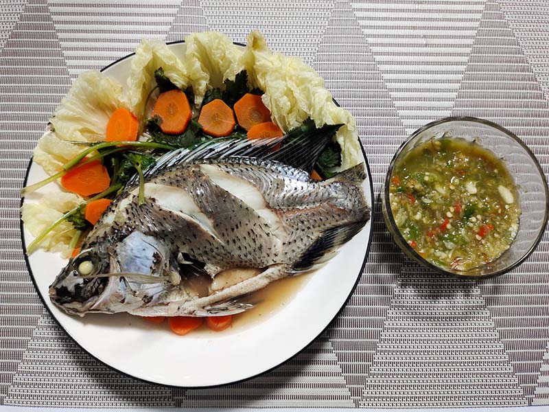 ปลานิลนึ่ง เมนูปลานิล