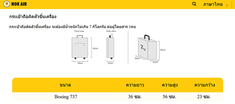 กระเป๋าเดินทาง 20 นิ้ว ถือขึ้นเครื่อง
