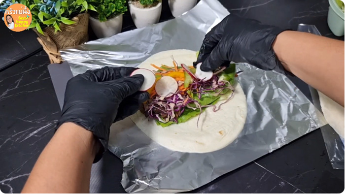 แรปไก่เทอริยากิ เมนูไก่ อาหารเพื่อสุขภาพ สูตรอาหาร วิธีทำ