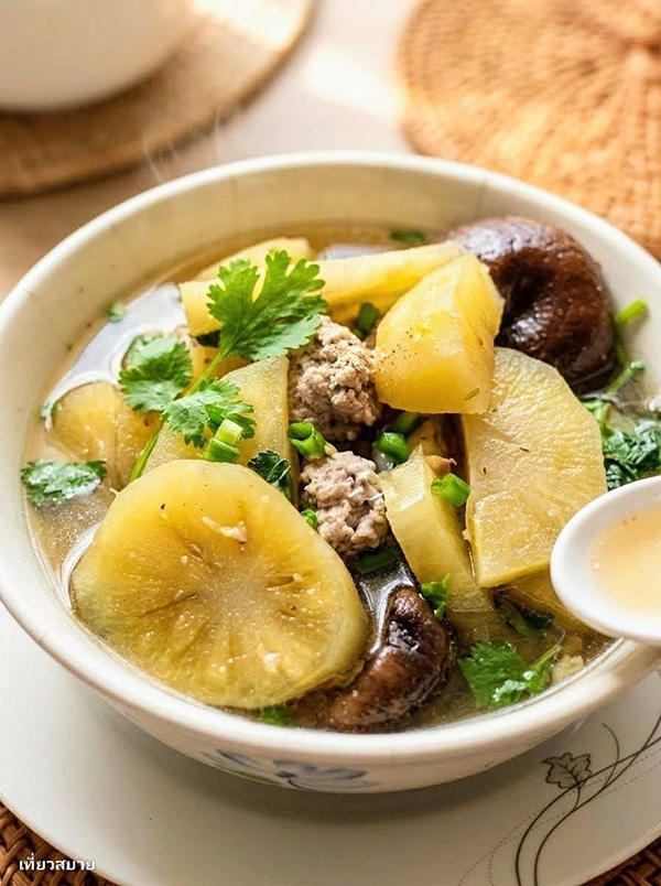แกงจืดบัวหิมะหมูสับเห็ดหอม เมนูสุขภาพ เมนูต้มจืด สูตรอาหาร อาหารไทย
