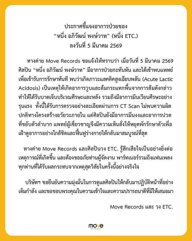 หนึ่ง ETC. วูบล้มกระแทกพื้น