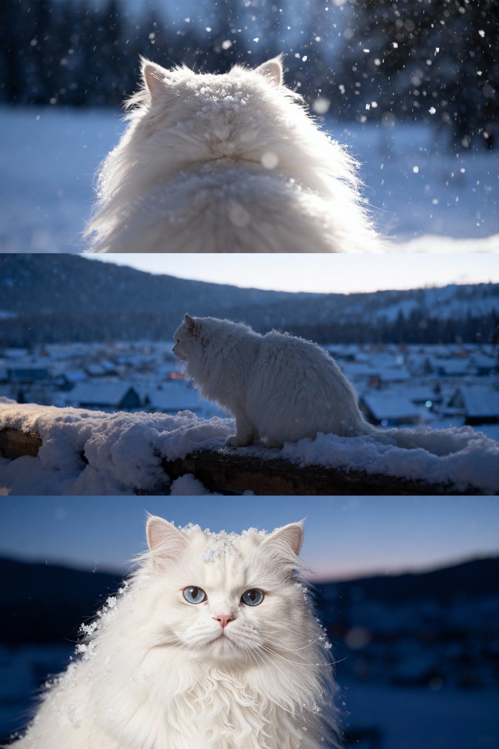 แมวในวิวหิมะ