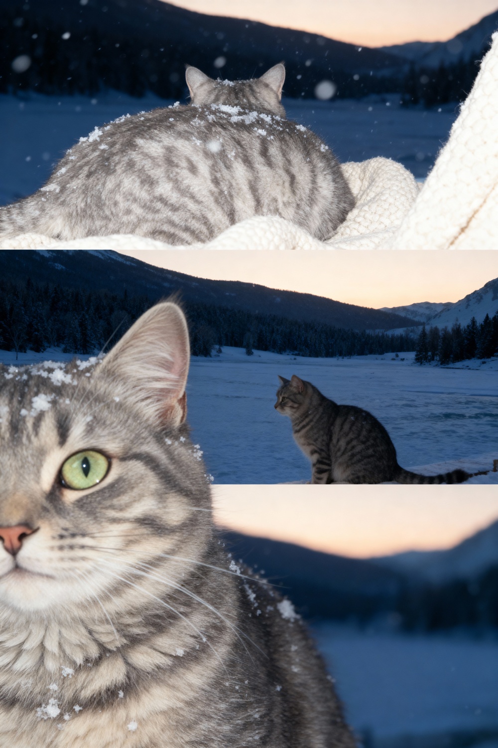 แมวในวิวหิมะ