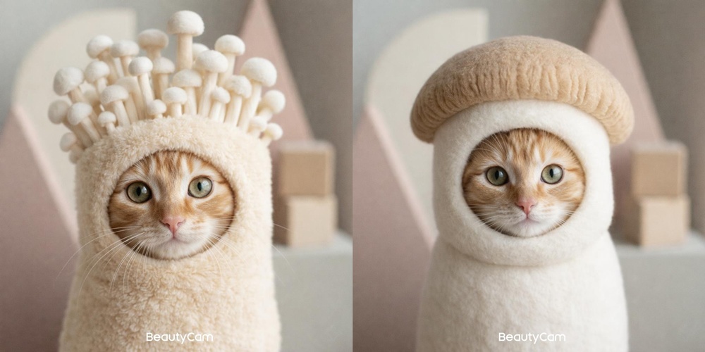 วิธีทำรูปแมวใส่ชุดเห็ด