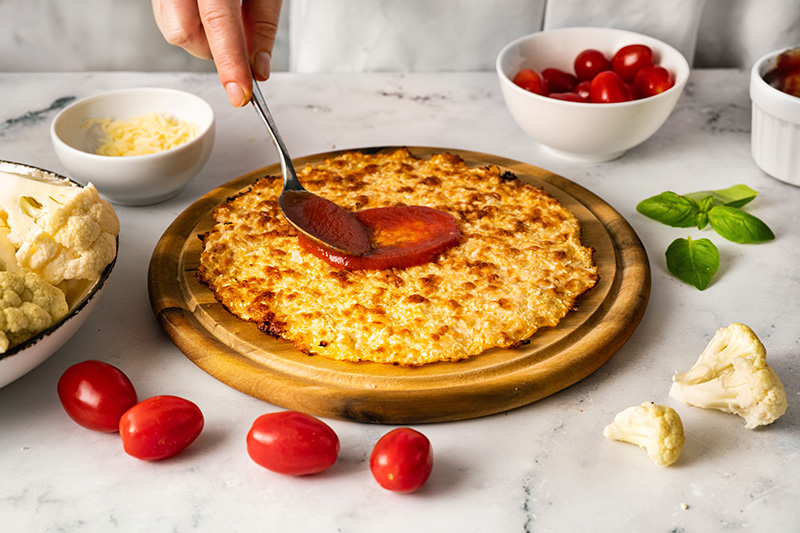 พิซซ่าดอกกะหล่ำ เมนูคีโต อาหารคลีน อาหารเพื่อสุขภาพ สูตรอาหาร