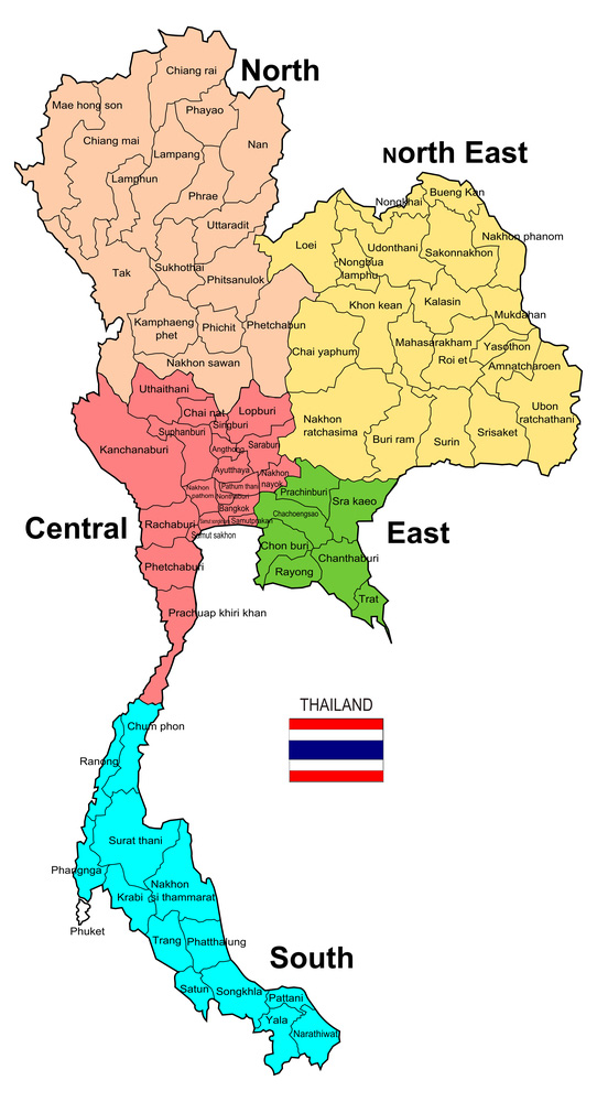 แผนที่ประเทศไทย แต่ละภาค