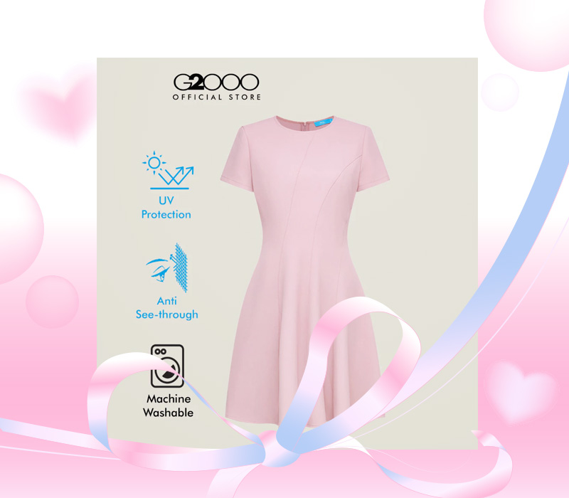 ชุดเดรสสีชมพู