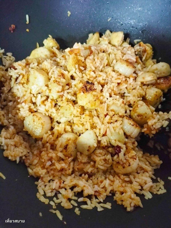 ข้าวผัดกะเพราพริกแห้งหอยเชลล์ เมนูกะเพรา อาหารจานเดียว สูตรอาหาร