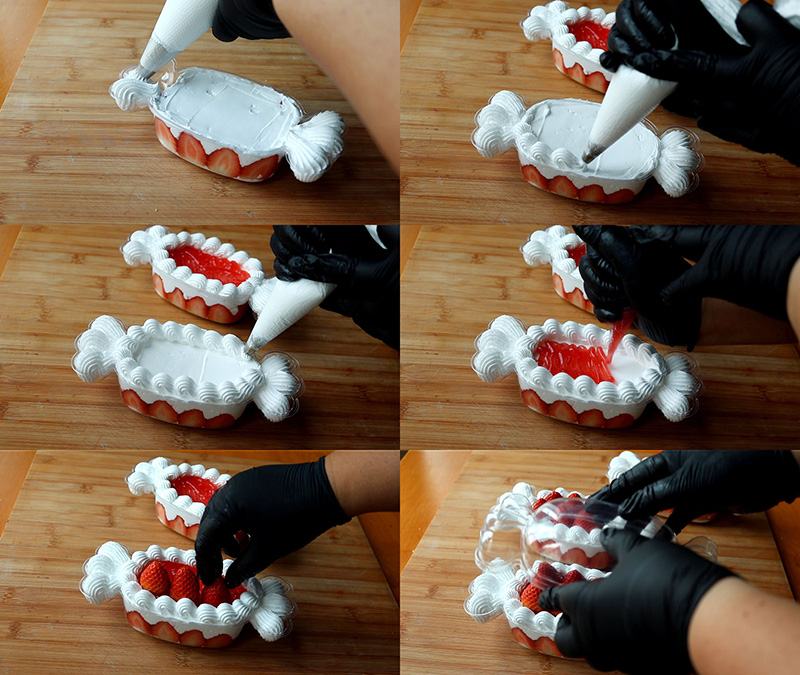 สูตรเค้กสตรอว์เบอร์รีในกล่องลูกกวาด สูตรเค้ก เค้กสตรอว์เบอร์รี สูตรขนม