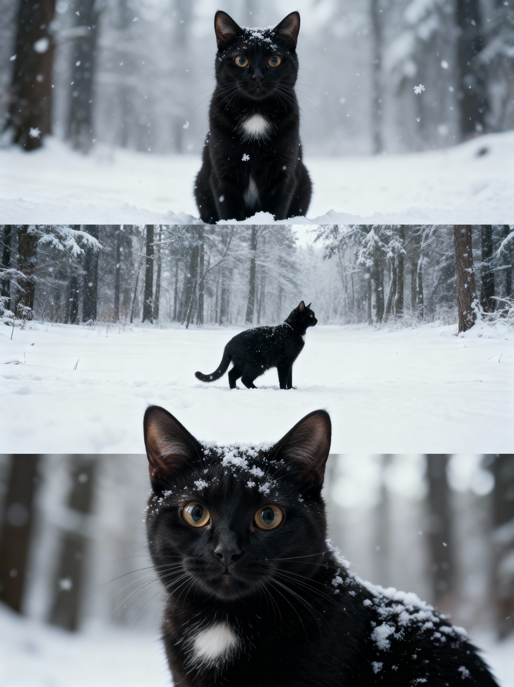 แมวในวิวหิมะ