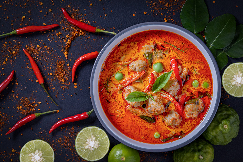 แกงเผ็ดลูกชิ้นปลากราย สูตรแกงเผ็ด เมนูแกง อาหารไทย