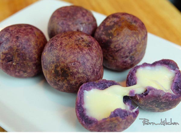 ไข่นกกระทามันม่วงไส้ชีส