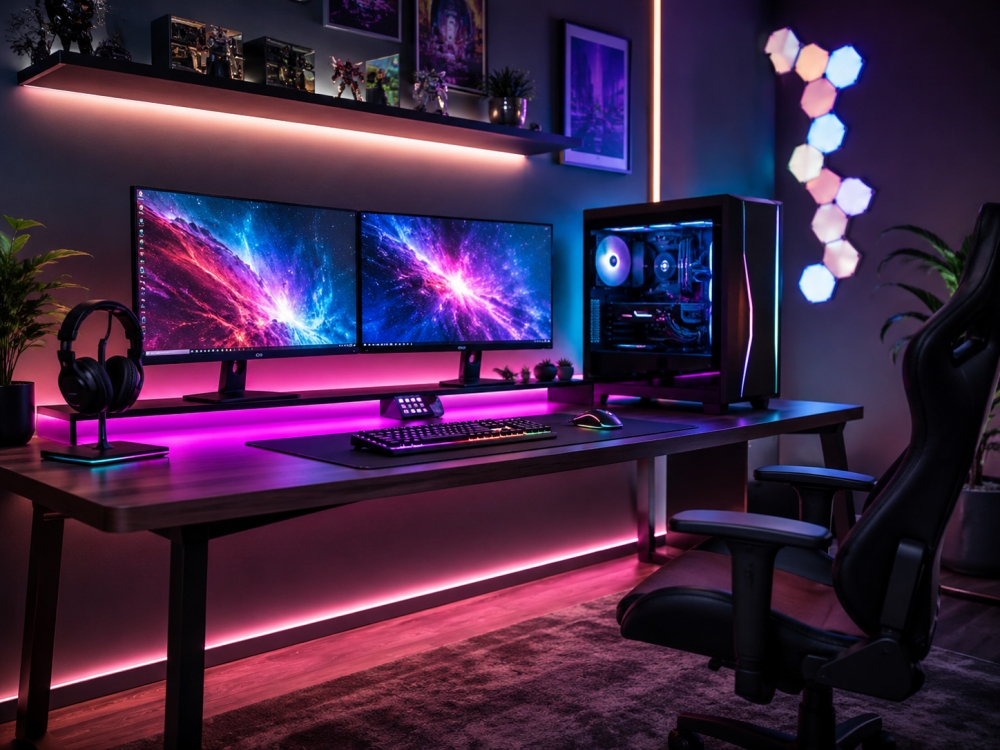 โต๊ะคอมพ์สไตล์เกมมิ่ง RGB