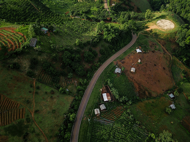 ภาพมุมสูงของหมู่บ้านป่าคา