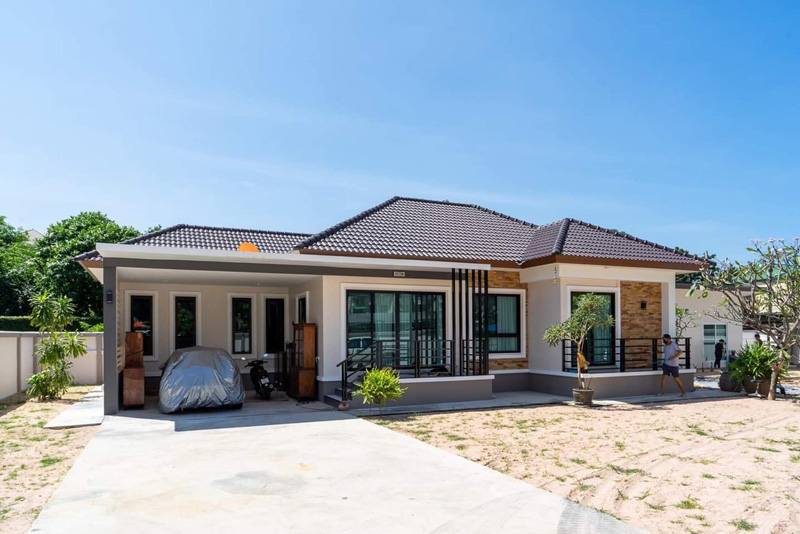 แบบบ้านชั้นเดียว 3 ห้องนอน 2 ห้องน้ำ บ้านสไตล์คอนเทมโพรารี่ งบ 1.69 ล้านบาท