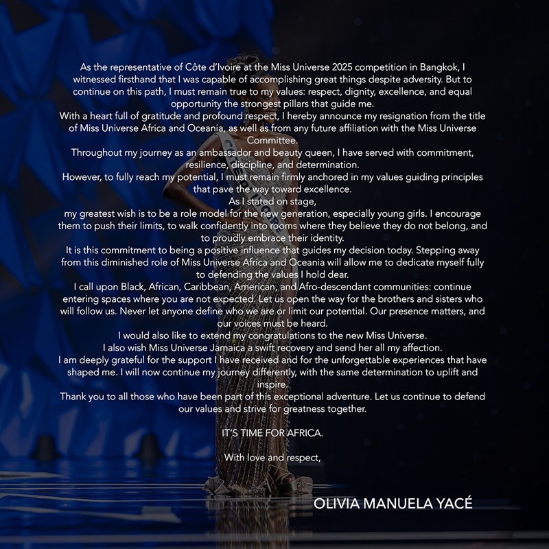 มิสฟิลิปปินส์ปัดรับตำแหน่ง มิสโกตดิวัวร์สละสิทธิ์ เซ่นดราม่ามิสยูนิเวิร์ส 2025