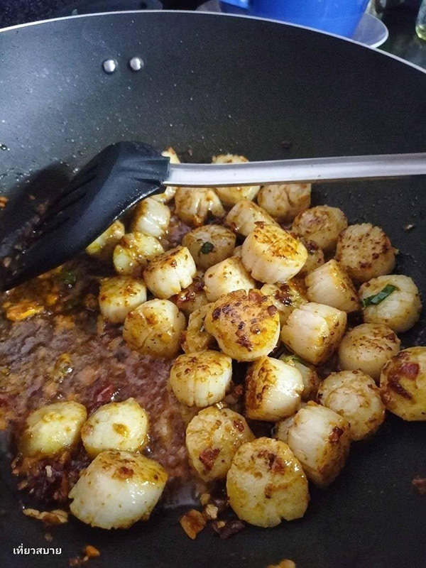 ข้าวผัดกะเพราพริกแห้งหอยเชลล์ เมนูกะเพรา อาหารจานเดียว สูตรอาหาร