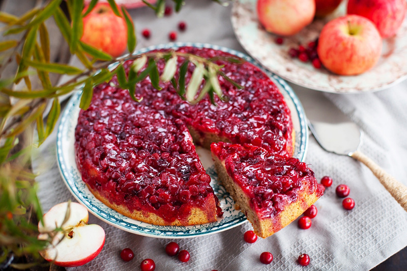 เค้กอัพไซด์ดาวน์แครนเบอร์รี สูตรเค้กอัพไซด์ดาวน์ สูตรขนม วิธีทำ ขนมเค้ก