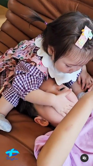 น้องแอบิเกล ป้อนข้าวพี่พายุ