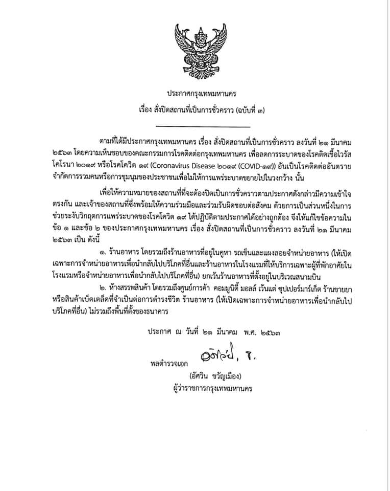 ห้าง ปิด COVID-19