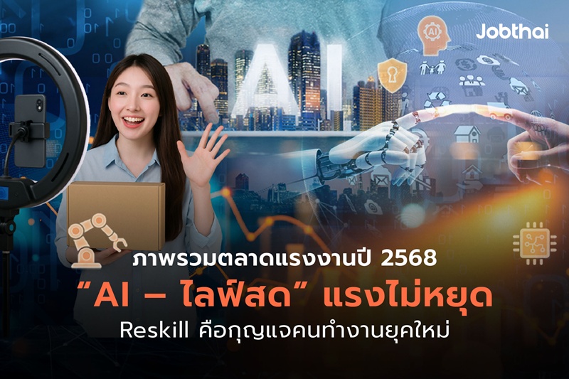  ปี 2568 งานไหนมาแรง ? AI - ไลฟ์สด ครองตำแหน่งแรงไม่หยุด Reskill คือกุญแจอยู่รอด