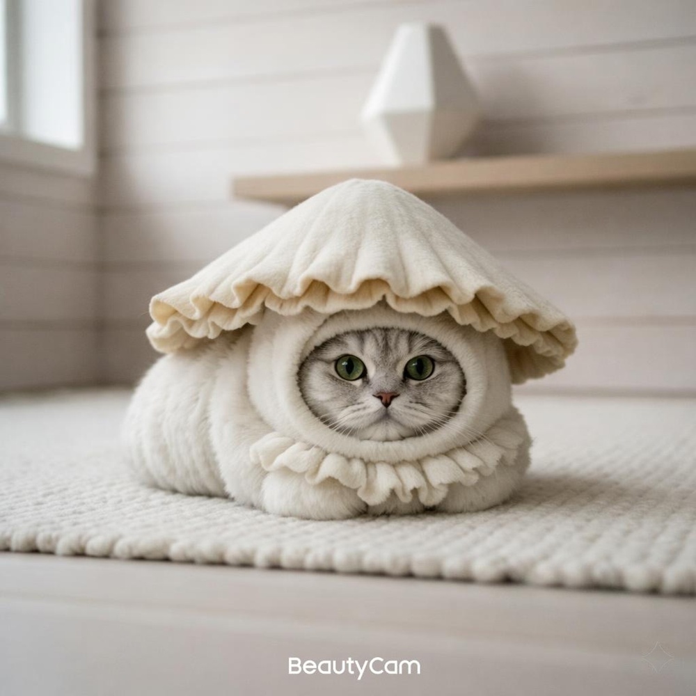 วิธีทำรูปแมวใส่ชุดเห็ด