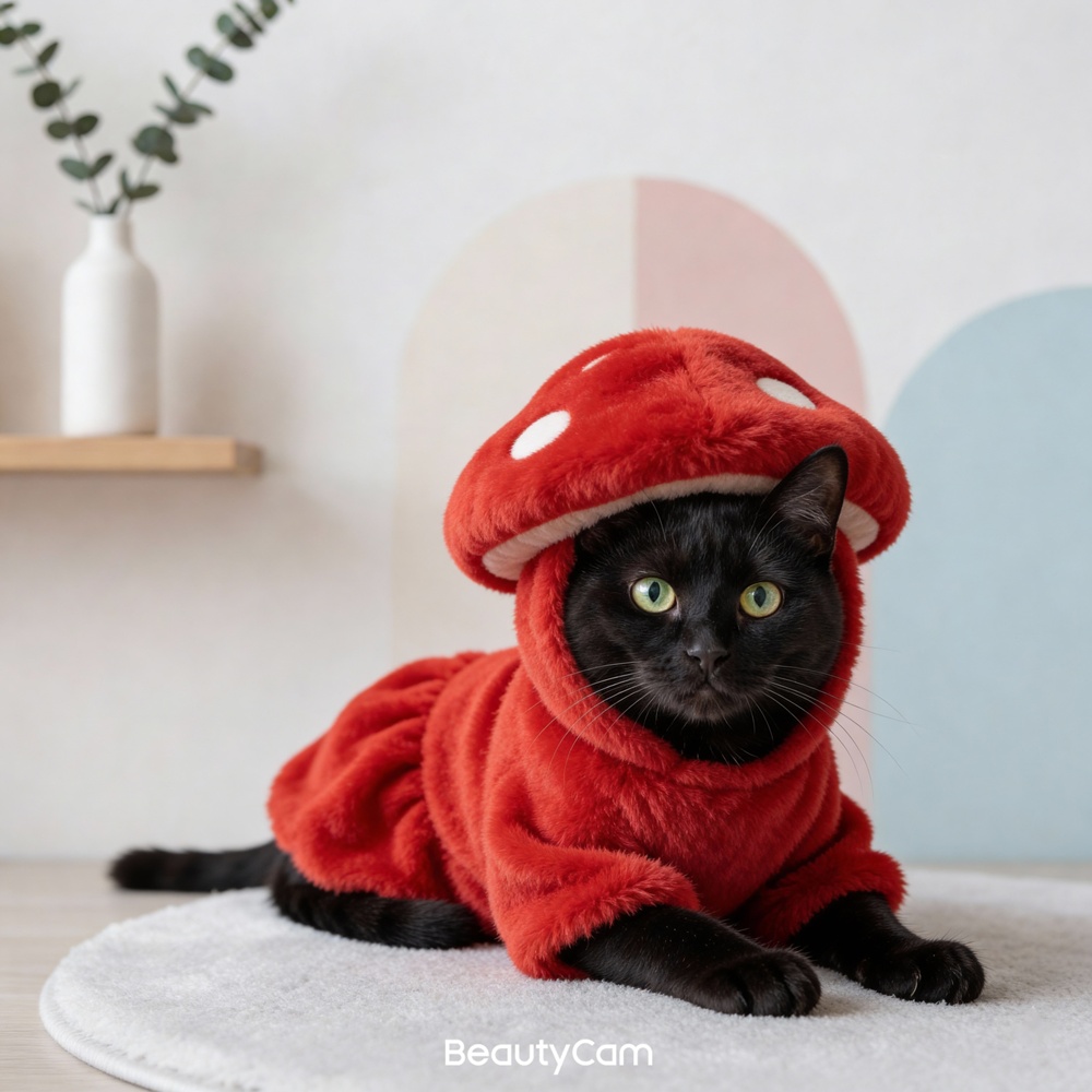 วิธีทำรูปแมวใส่ชุดเห็ด