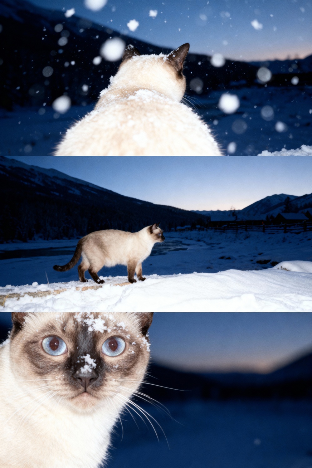 แมวในวิวหิมะ