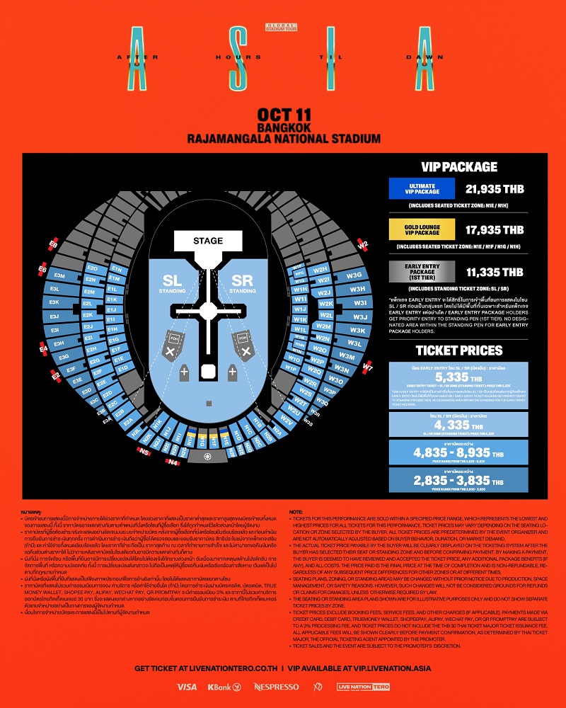 The Weeknd ราคาบัตร