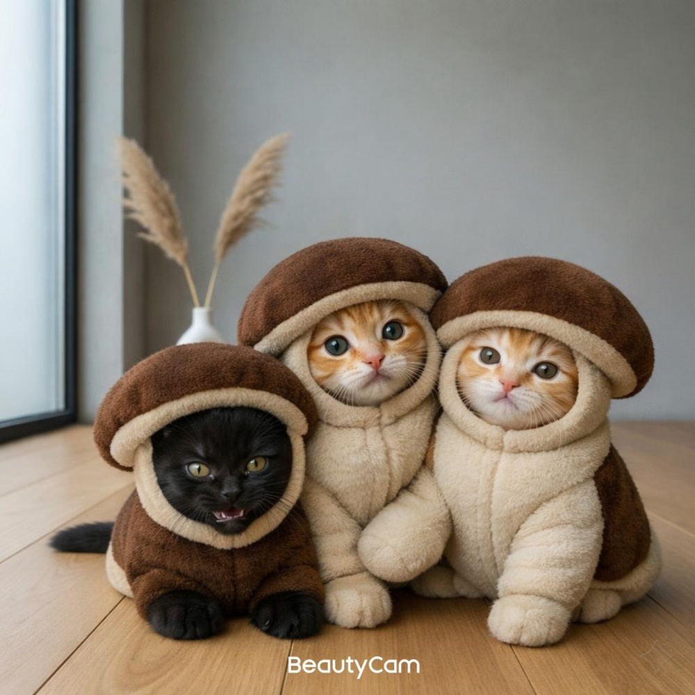 วิธีทำรูปแมวใส่ชุดเห็ด