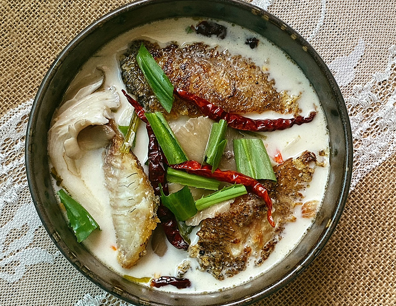 ต้มข่าปลาสลิด เมนูปลาสลิด ต้มข่า สูตรอาหาร