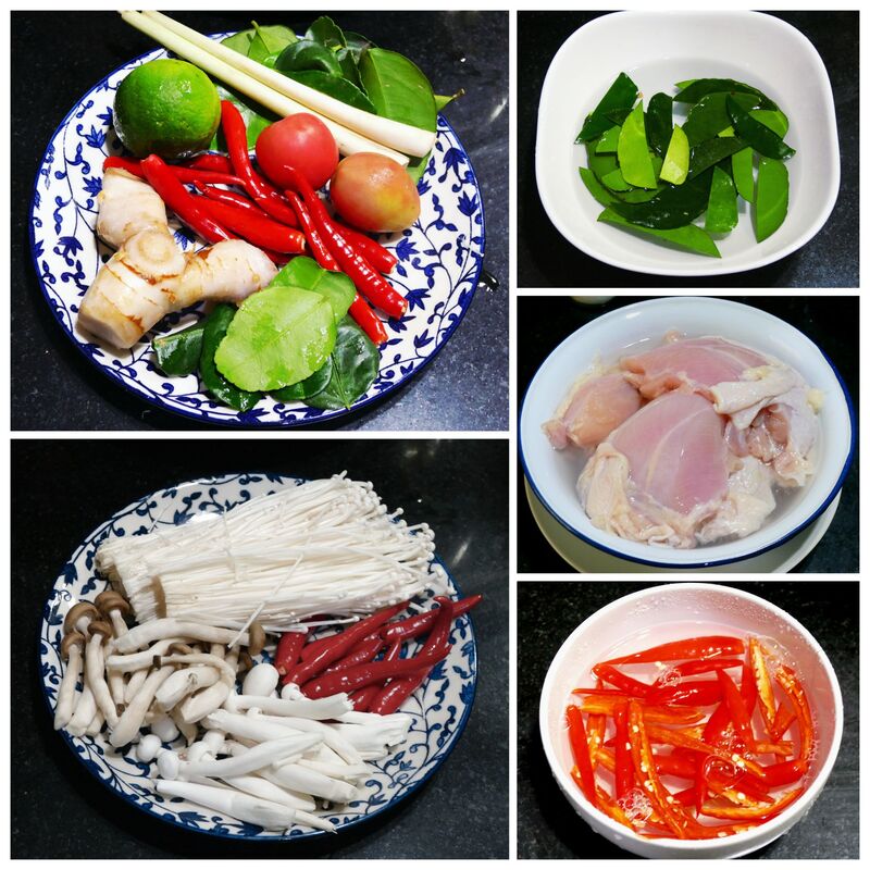 ต้มข่าไก่อบ