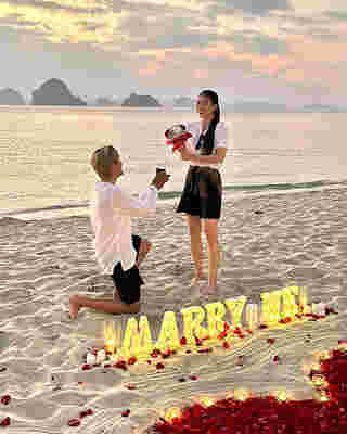 เทนนิส พาณิภัค หัวใจพองโต จูเนียร์ คุกเข่าริมทะเล Marry me