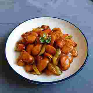 สูตรไส้กรอกผัดซอสมะเขือเทศ