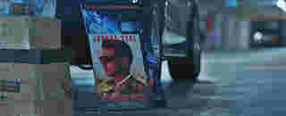 จอห์นนี่ เคจ ในโปสเตอร์หนัง Uncaged Fury จากหนัง Mortal Kombat 2